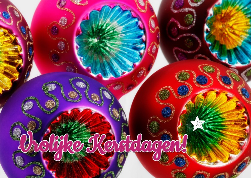 Kerstkaart Vrolijke Kitsch Kerstballen Kerstkaarten Kaartje Go