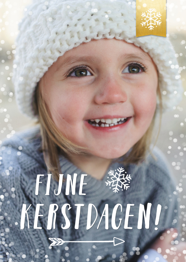 Kerstkaart Met Grote Eigen Foto En Witte Sneeuw Kaartje Go