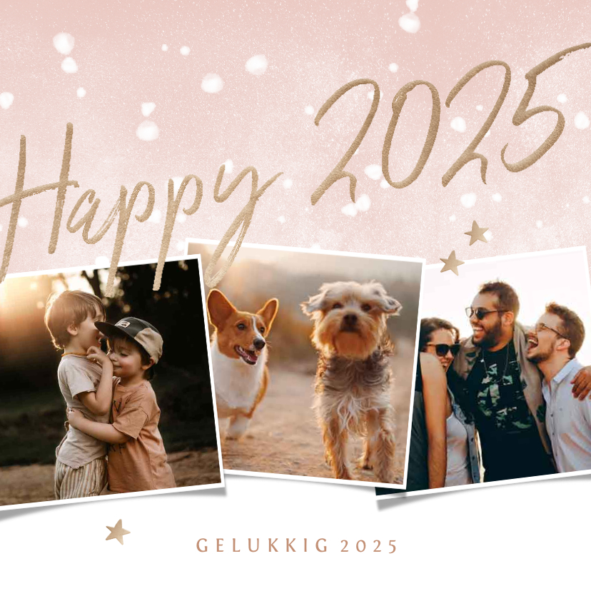 Nieuwjaarskaart Happy 2025 Met 3 Foto S En Kaartje2go