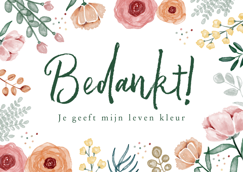 Bedankkaartjes - Bedanken vriendschap kaart met bloemen 