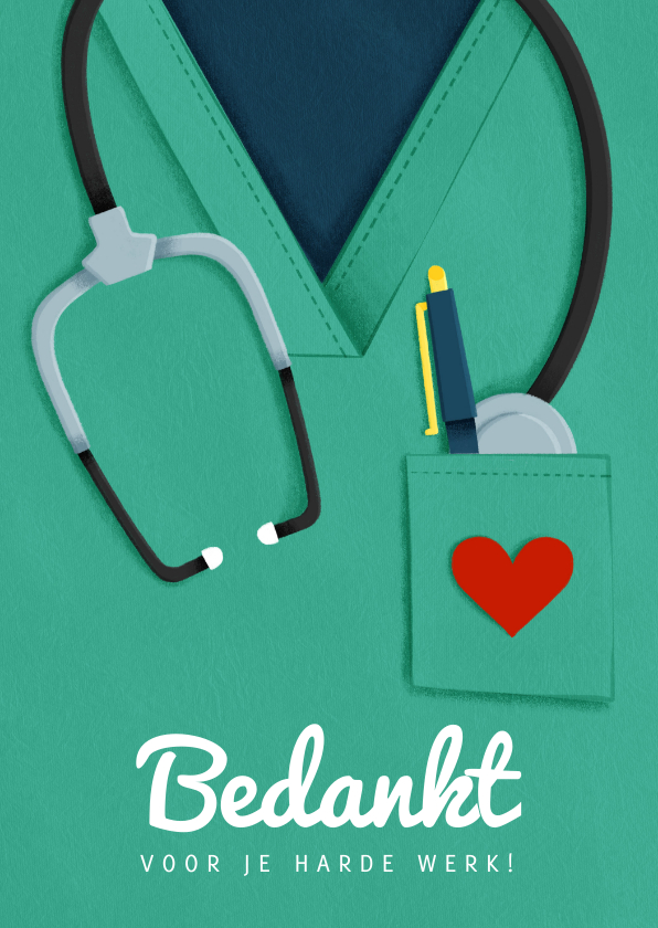 Wees Boer Labe Bedankkaart hulpverleners stethoscoop dokter | Kaartje2go