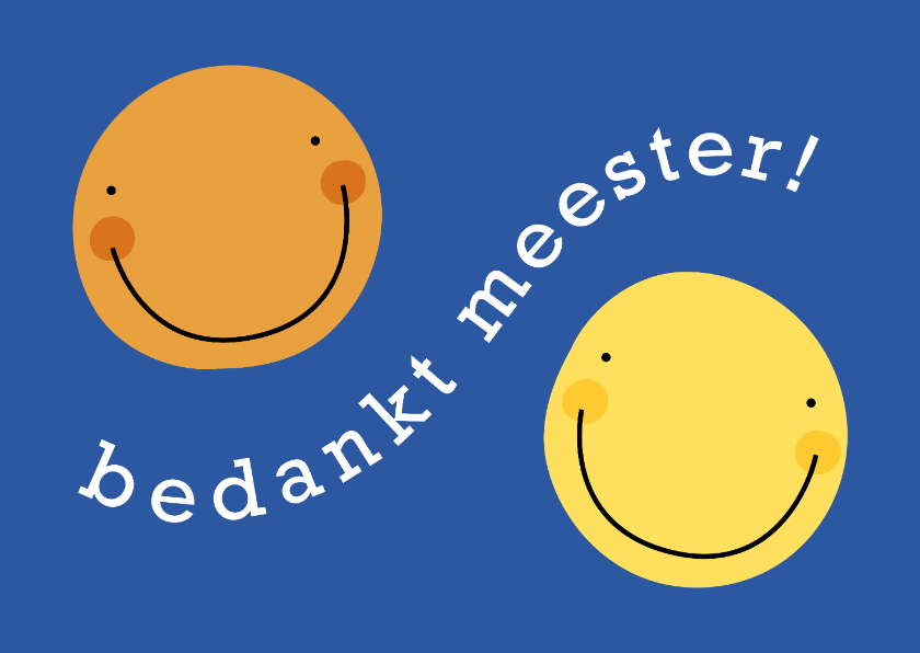 Bedankkaartjes - Bedankkaart meester smileys blauw 