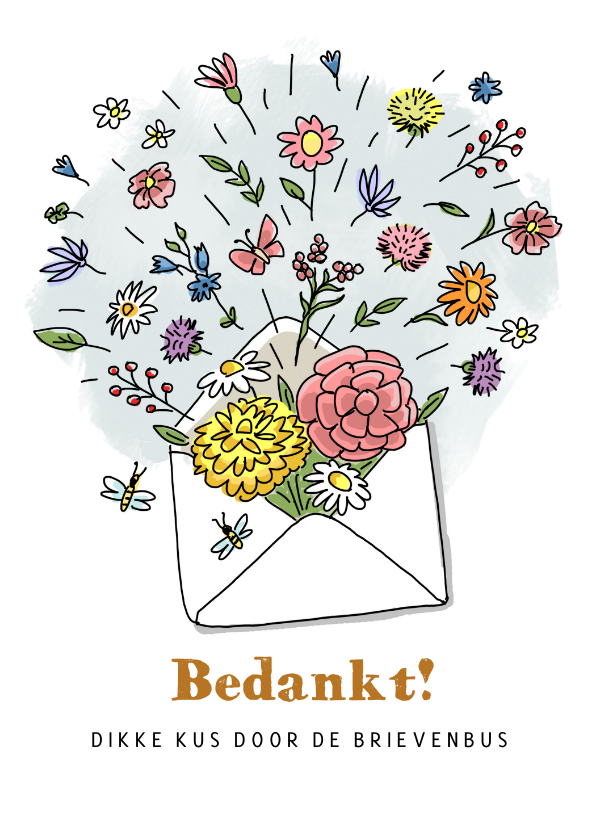 Bedankkaartjes - Bedankkaart met bloemen in een envelop