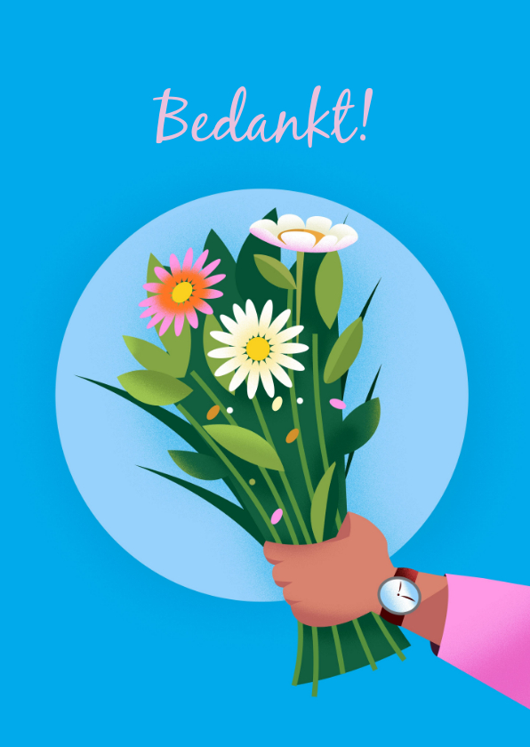 Bedankkaartjes - Bedankkaart voor vriendin/collega met bloemen