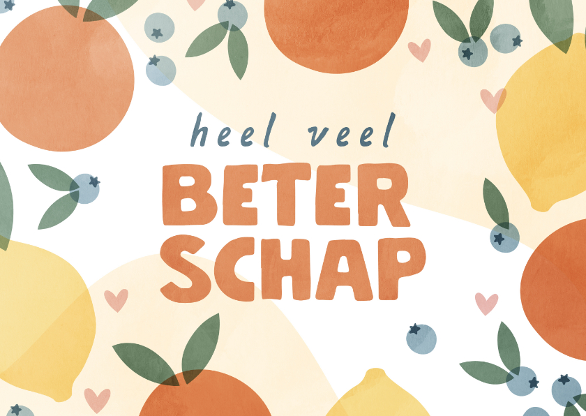 Beterschapskaarten - Beterschapskaart CliniClowns met fruit en hartjes