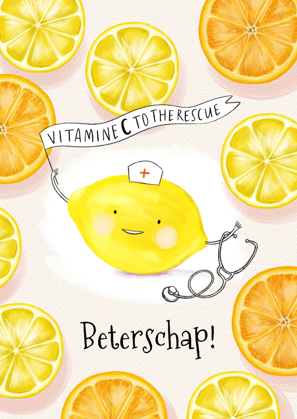Drama Ontoegankelijk dialect Beterschapskaart vitamines met grappig citroen | Kaartje2go
