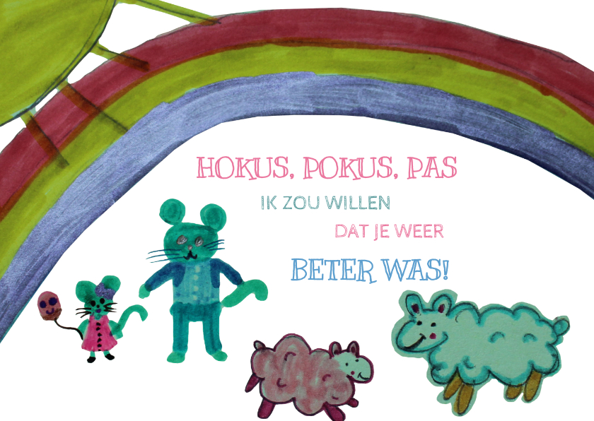 Beterschapskaarten - Beterschapskaartje hokus pokus pas ik zou willen