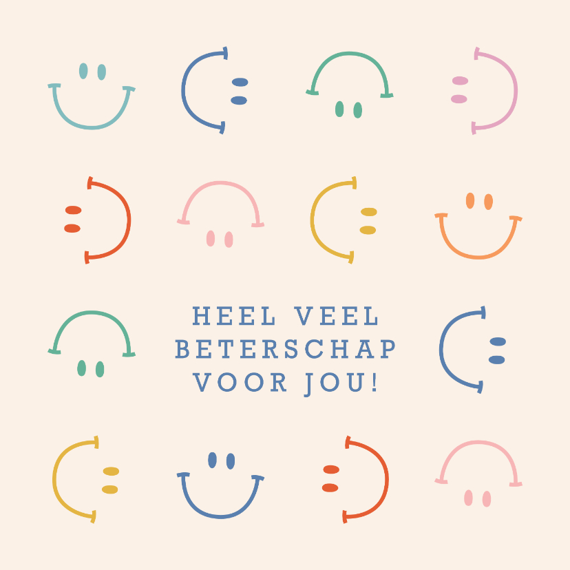 Beterschapskaarten - Hip beterschapskaartje met smileys