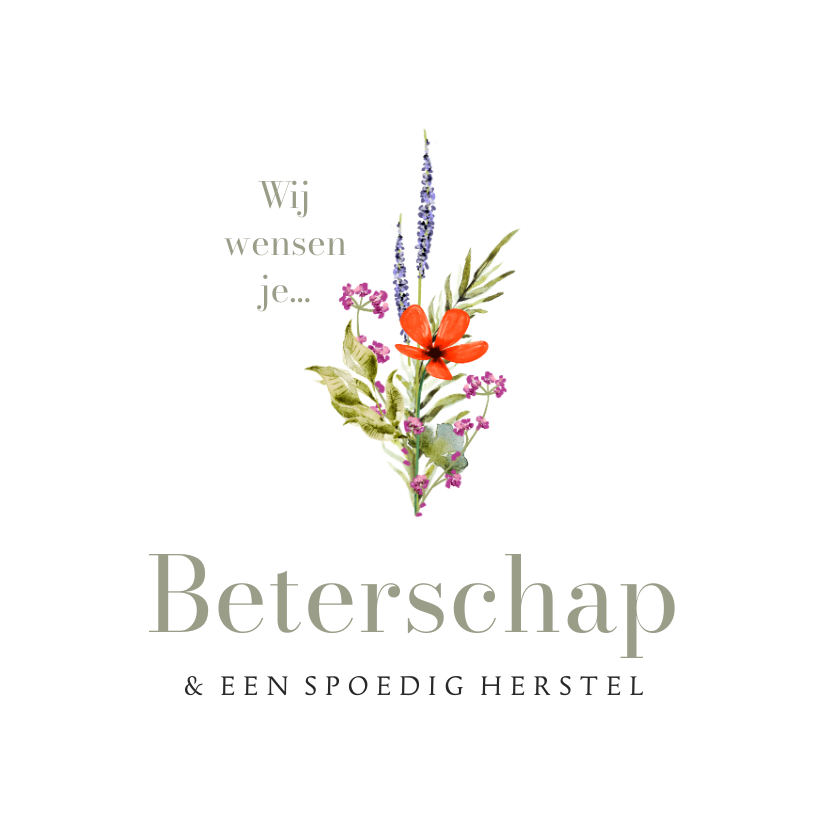 Beterschapskaarten - Stijlvolle beterschapskaart veldbloemen watercolor herstel