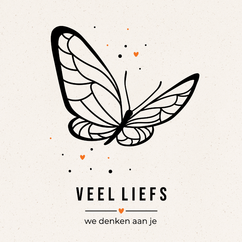 Beterschapskaarten - Veel liefs beterschapskaart met vlinder