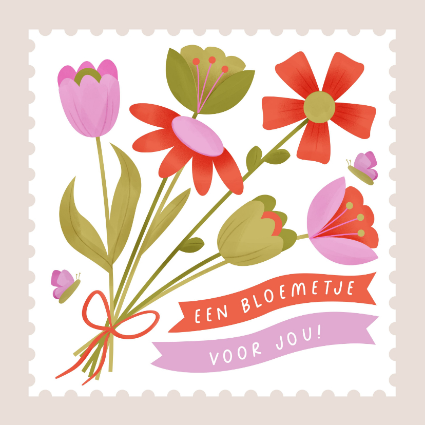 Beterschapskaarten - Vrolijk beterschapskaartje met gekleurd boeket bloemen 