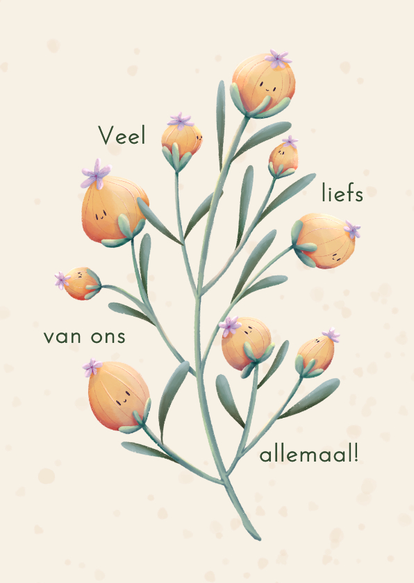 Beterschapskaarten - Wenskaart veel liefs van ons allemaal met bloem