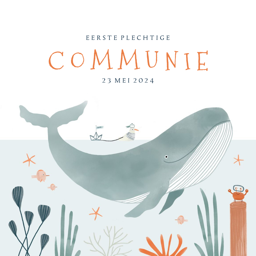 Communiekaarten - Communiekaart oceaan walvis dieren illustratie