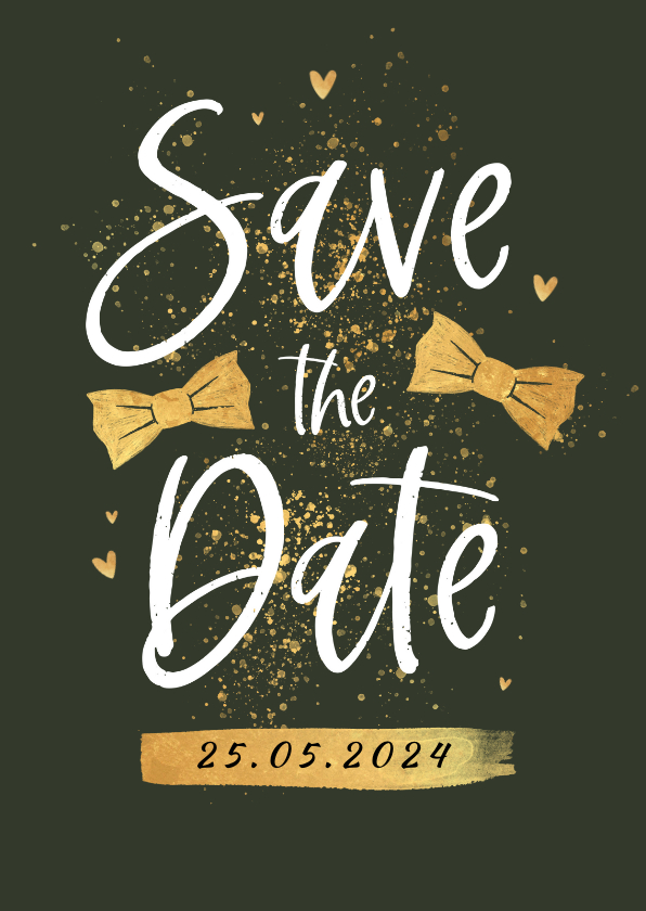 Communiekaarten - Save the date vormsel uitnodiging goud hartjes