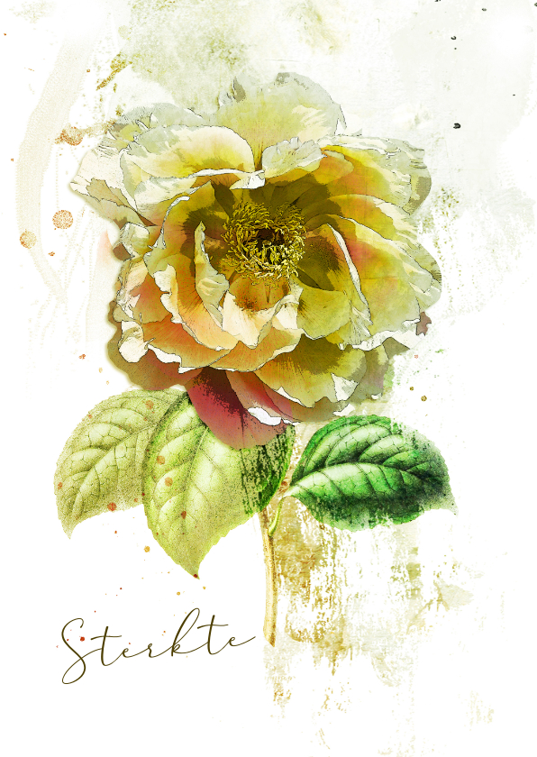 Condoleancekaarten - Condoleancekaart gele roos engelse stijl