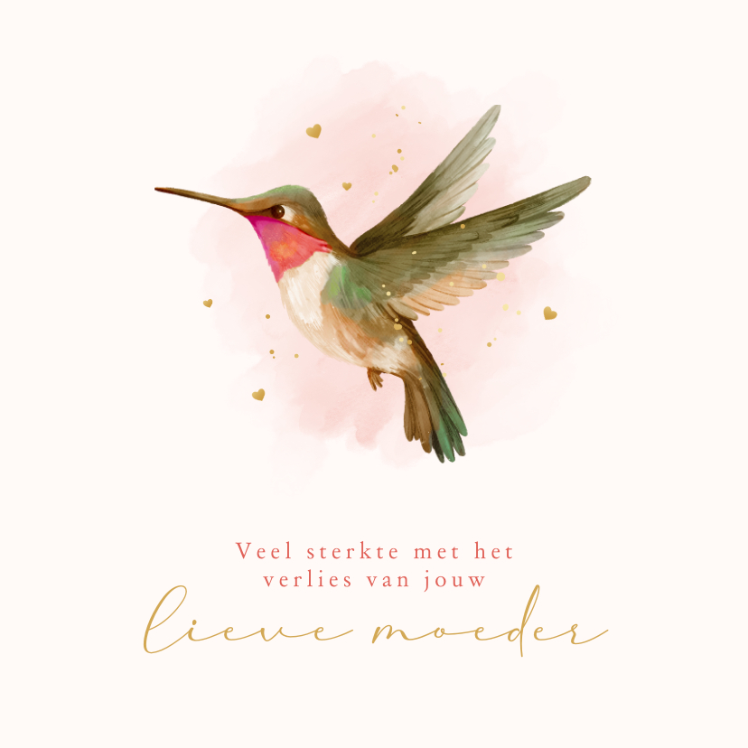 Condoleancekaarten - Condoleancekaart sterkte verlies moeder kolibrie hartjes 