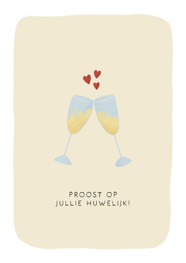 Felicitatiekaarten - Feestelijke huwelijkskaart met champagneglazen