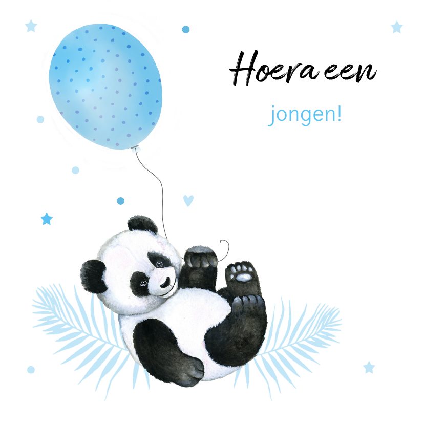 Felicitatiekaarten - Felicitatie geboorte jongen pandabeertje ballon