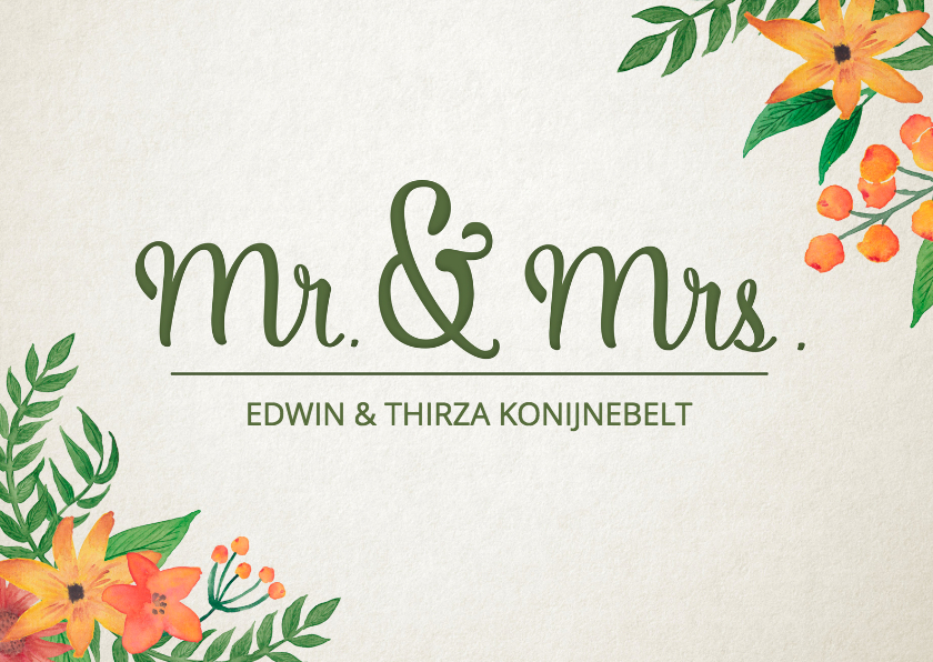 Felicitatiekaarten - Felicitatie huwelijk Mr & Mrs 