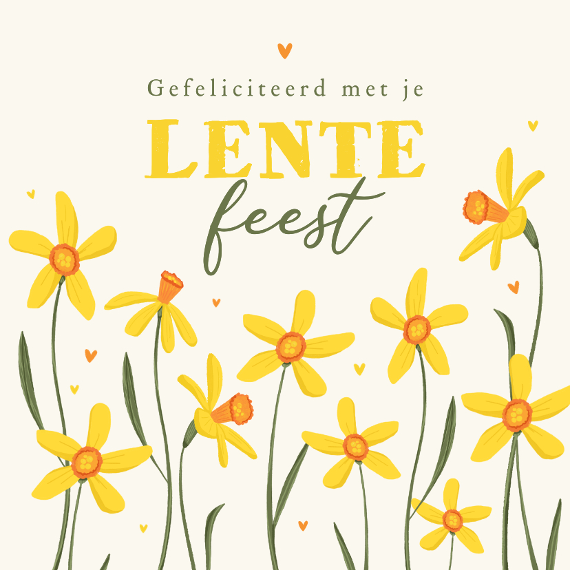 Felicitatiekaarten - Felicitatie lentefeest meisje narcissen bloemen vrolijk