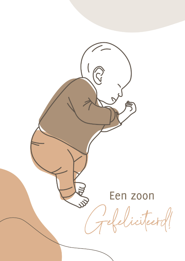 Felicitatiekaarten - Felicitatie lijntekening slapende baby