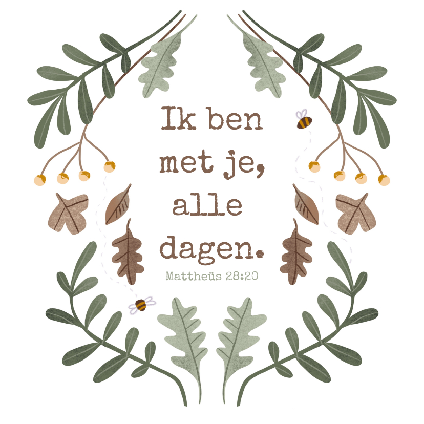 Felicitatiekaarten - Felicitatie voor belijdenis met bladeren en bijbeltekst