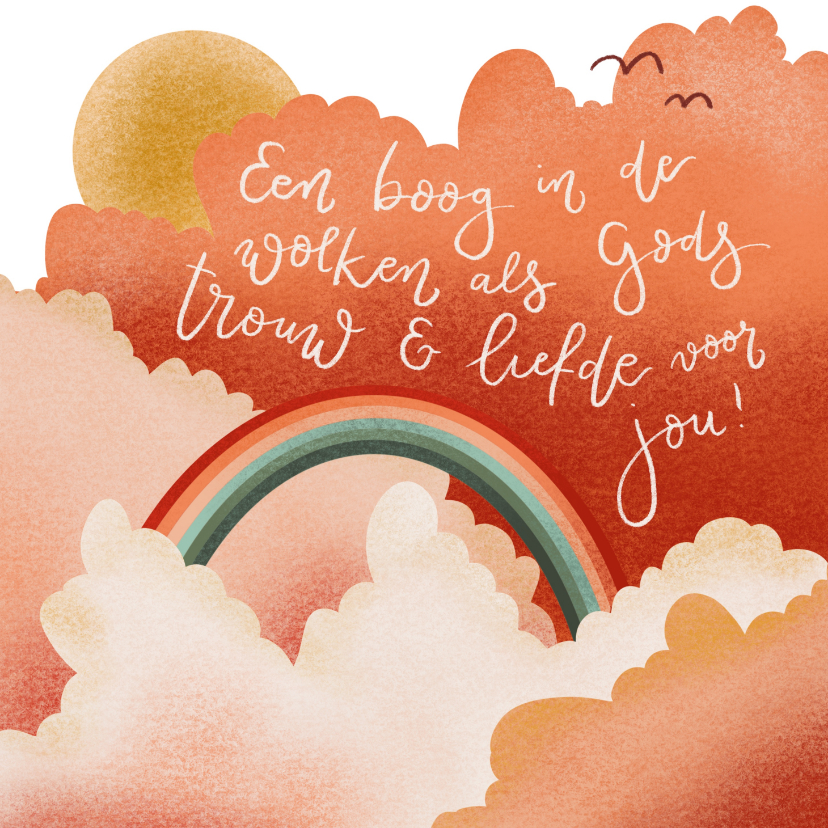 Felicitatiekaarten - Felicitatie voor volwassen doop met wolken en regenboog