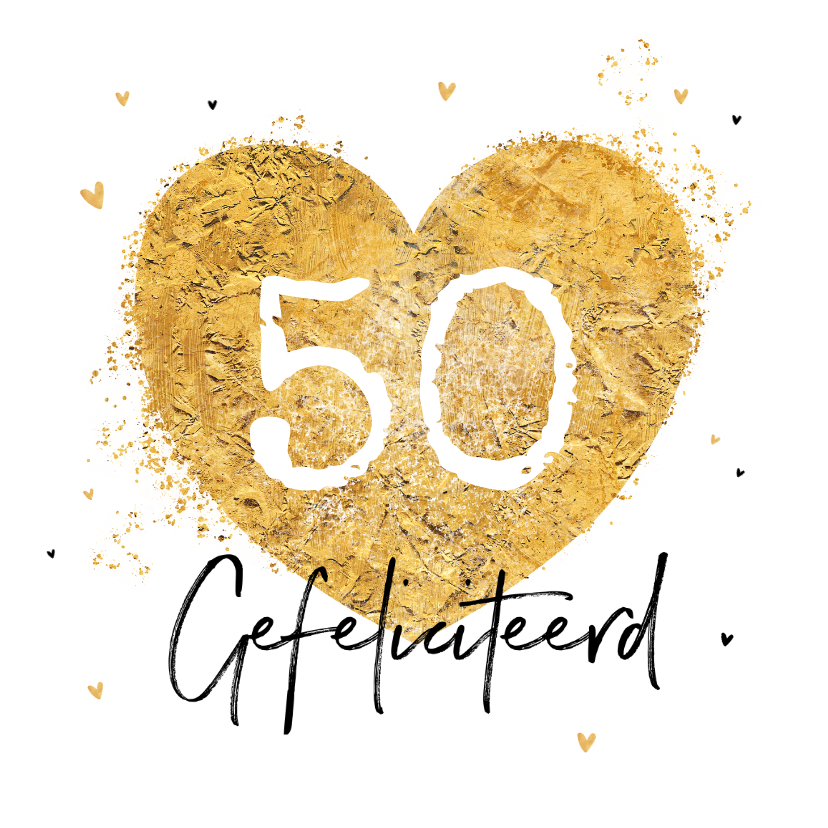 Felicitatiekaart 50 getrouwd goud hart | Kaartje2go