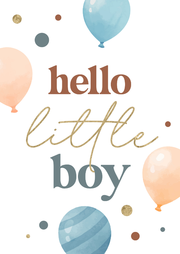 Felicitatiekaarten - Felicitatiekaart geboorte jongen getekende ballonnen