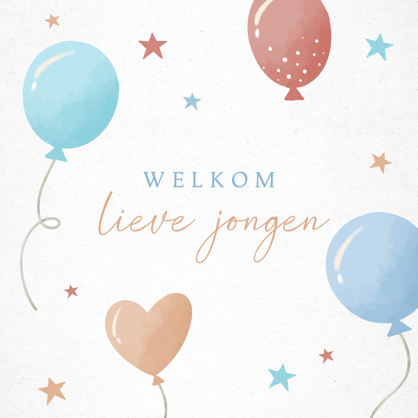 Felicitatiekaarten - Felicitatiekaart geboorte jongen met ballonnen