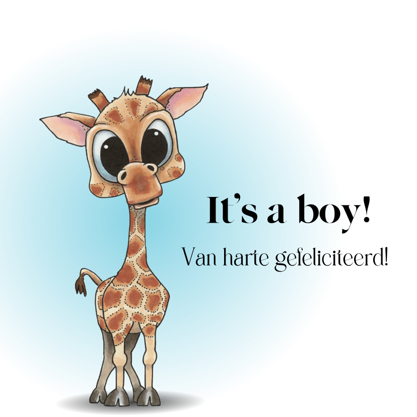 Felicitatiekaarten - Felicitatiekaart Giraf it's a boy