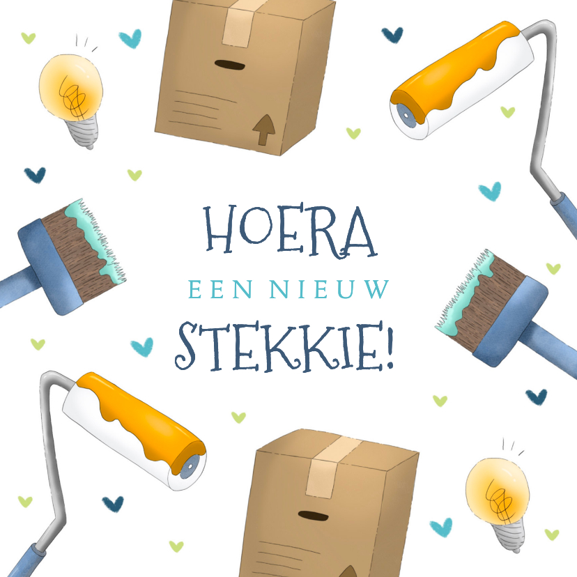 Felicitatiekaarten - Felicitatiekaart hoera een nieuwe stek