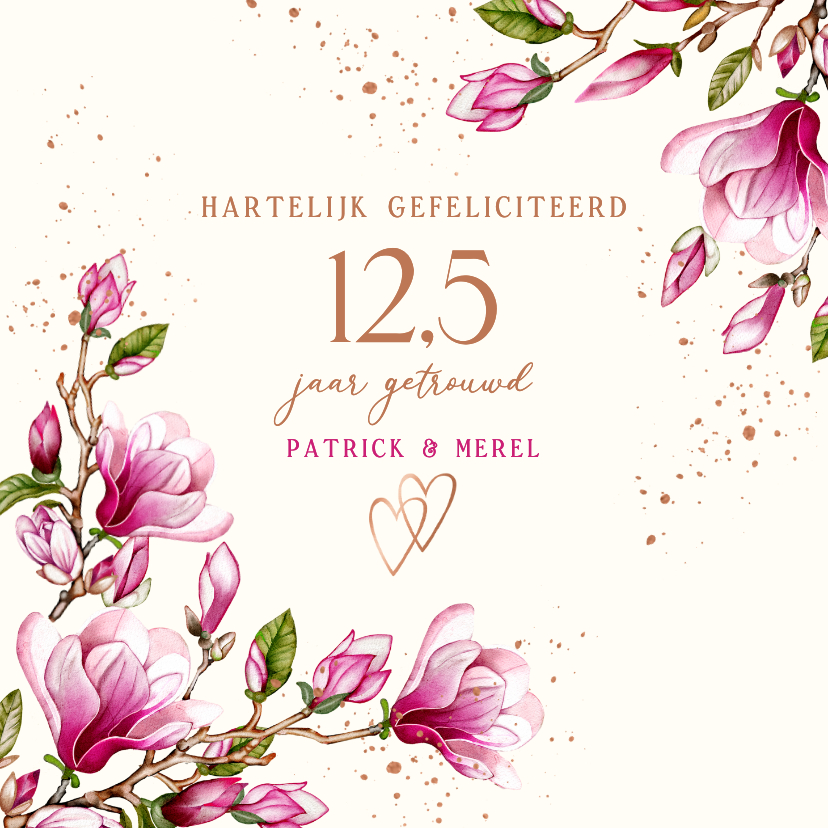 Felicitatiekaarten - Felicitatiekaart huwelijksjubileum magnoliatakken