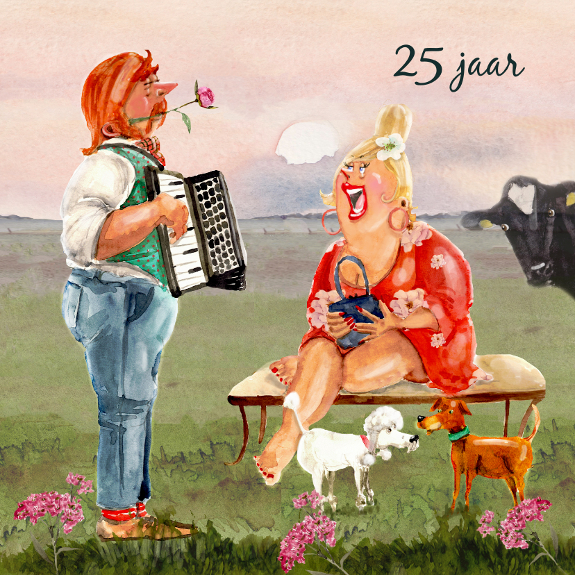 Felicitatiekaarten - Felicitatiekaart huwelijksjubileum met accordeon