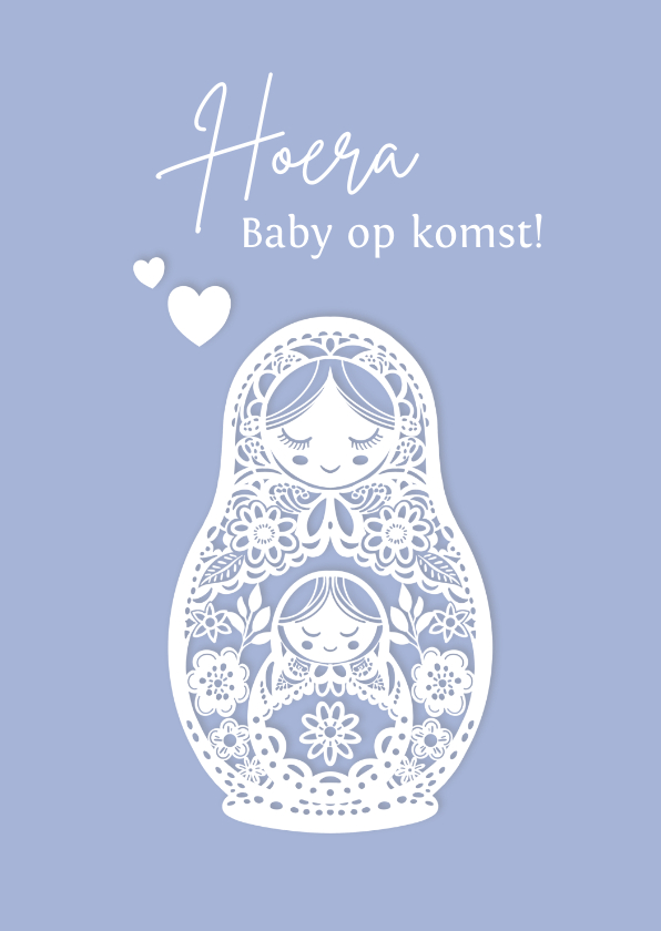 Felicitatiekaarten - Felicitatiekaart matroesjka poppetje met baby in haar buik