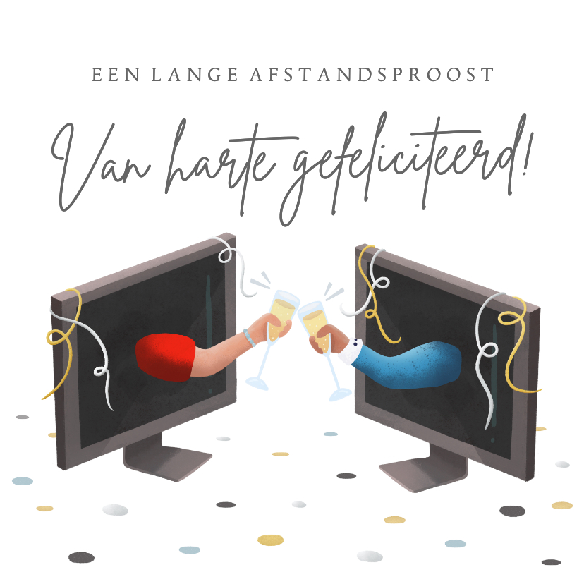 Felicitatiekaarten - Felicitatiekaart met een proost via de computer