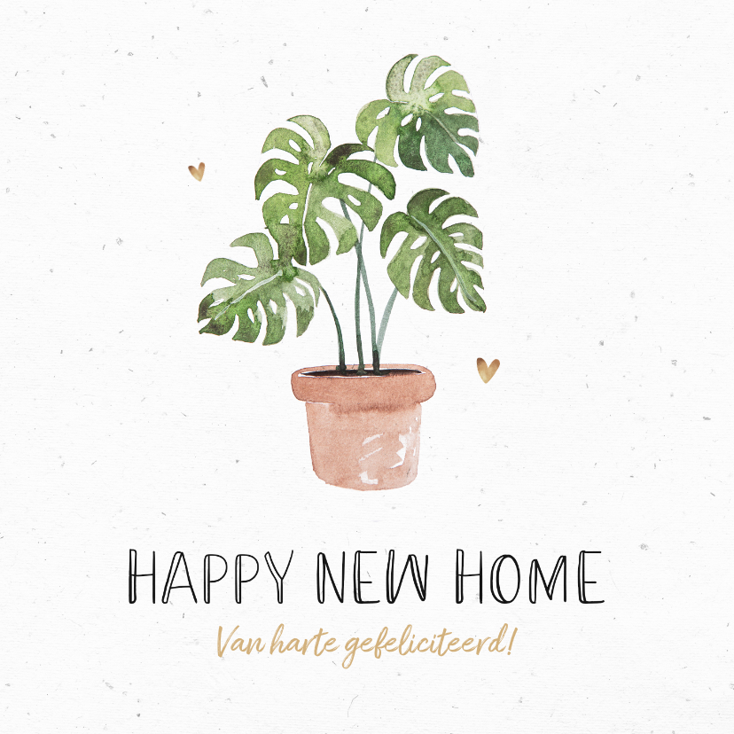 Felicitatiekaarten - Felicitatiekaart nieuwe woning plant botanisch hartjes