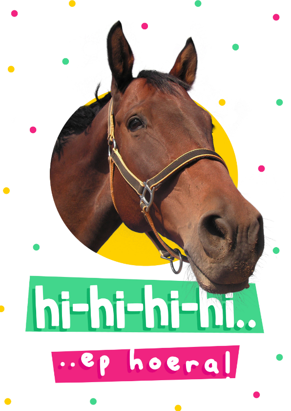 Felicitatiekaarten - Felicitatiekaart paard hi-hi-hiep hoera met confetti