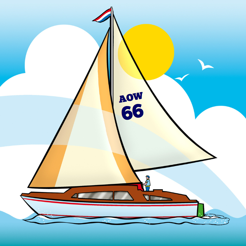 Felicitatiekaart Pensioen Zeilboot Met Tekst Kaartje2go