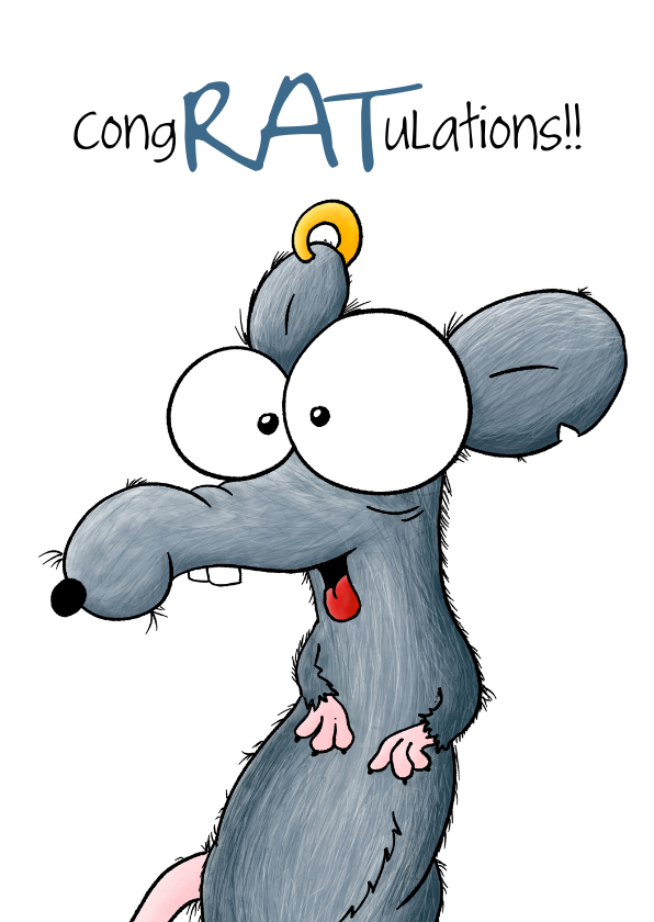 Felicitatiekaarten - Felicitatiekaart rat - Congratulations!
