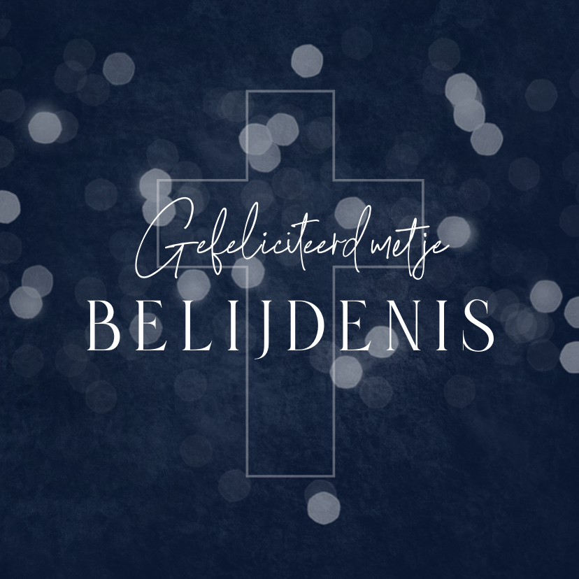 Felicitatiekaarten - Felicitatiekaart stijlvol kruis belijdenis blauw