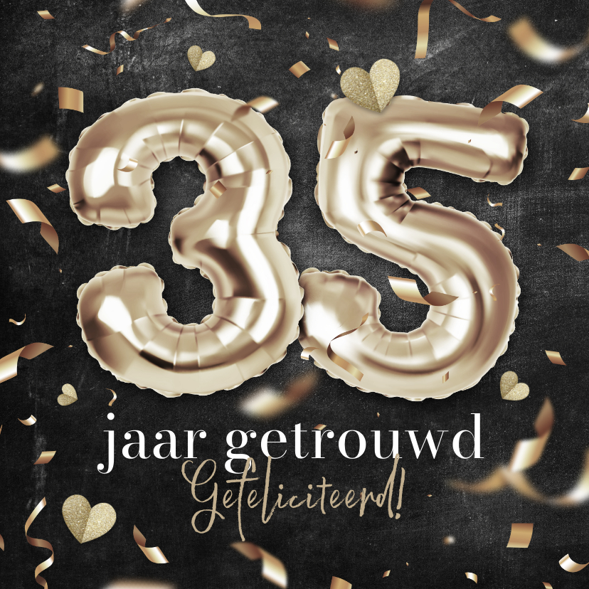 Felicitatiekaarten - Felicitatiekaart trouwdag huwelijk 35 jaar getrouwd confetti