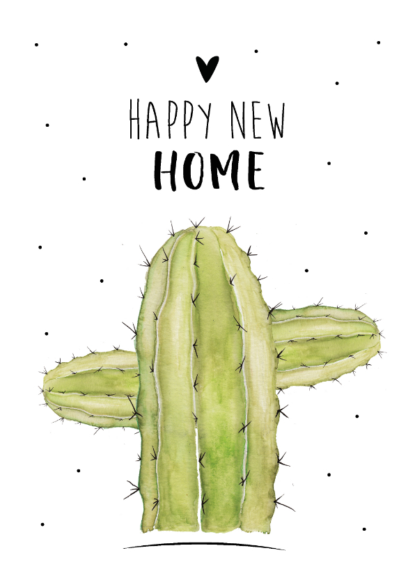 Felicitatiekaarten - Felicitatiekaart voor een nieuwe woning met mooi cactus