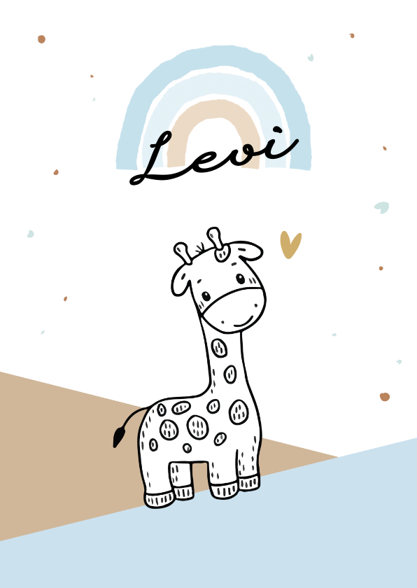 Felicitatiekaarten - Felicitatiekaart voor geboorte jongen met giraf in de bergen