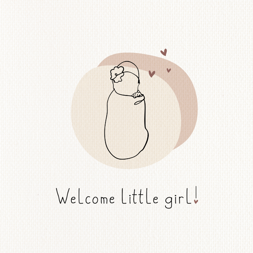 Felicitatiekaarten - Felicitatiekaart welcome little one line art 