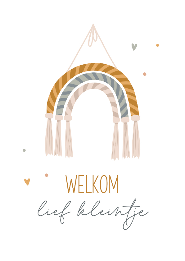 Felicitatiekaarten - Felicitatiekaartje geboorte met boho regenboog