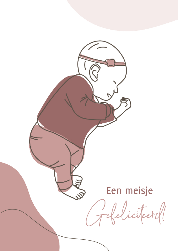 Felicitatiekaarten - Felicitatiekaartje lijntekening baby slapend