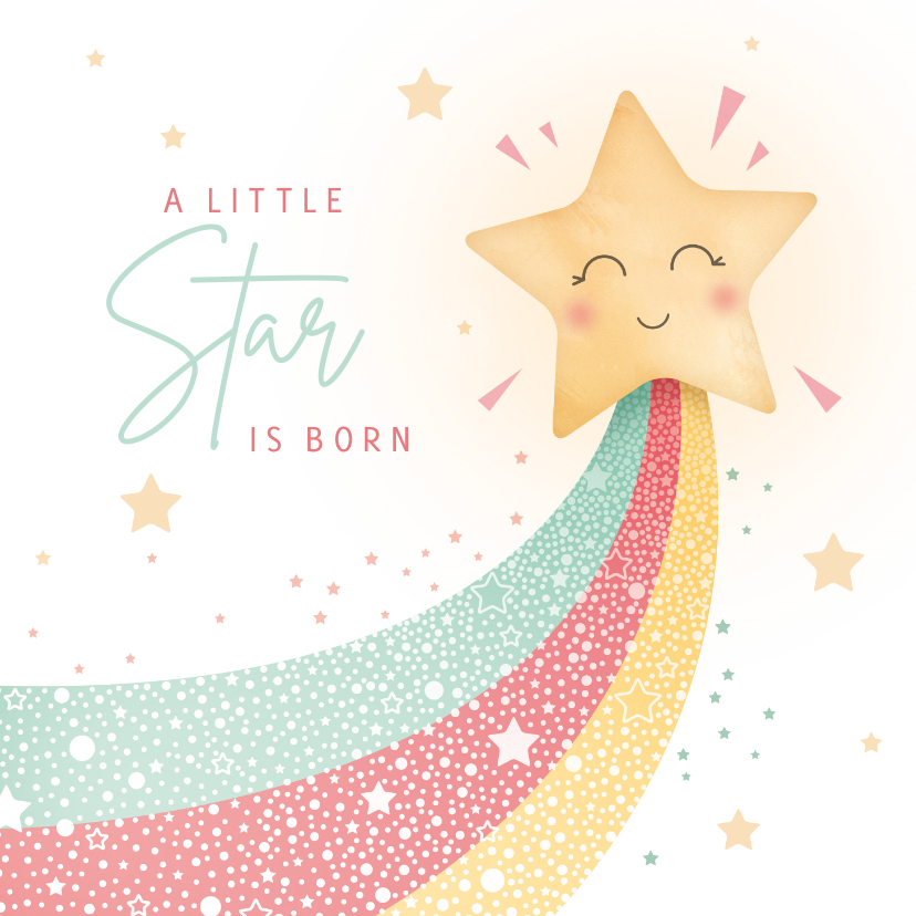 Felicitatiekaarten - Felicitatiekaartje meisje a little star is born 