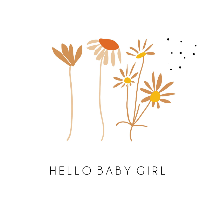 Felicitatiekaarten - Hello baby girl schattige bloemetjes 