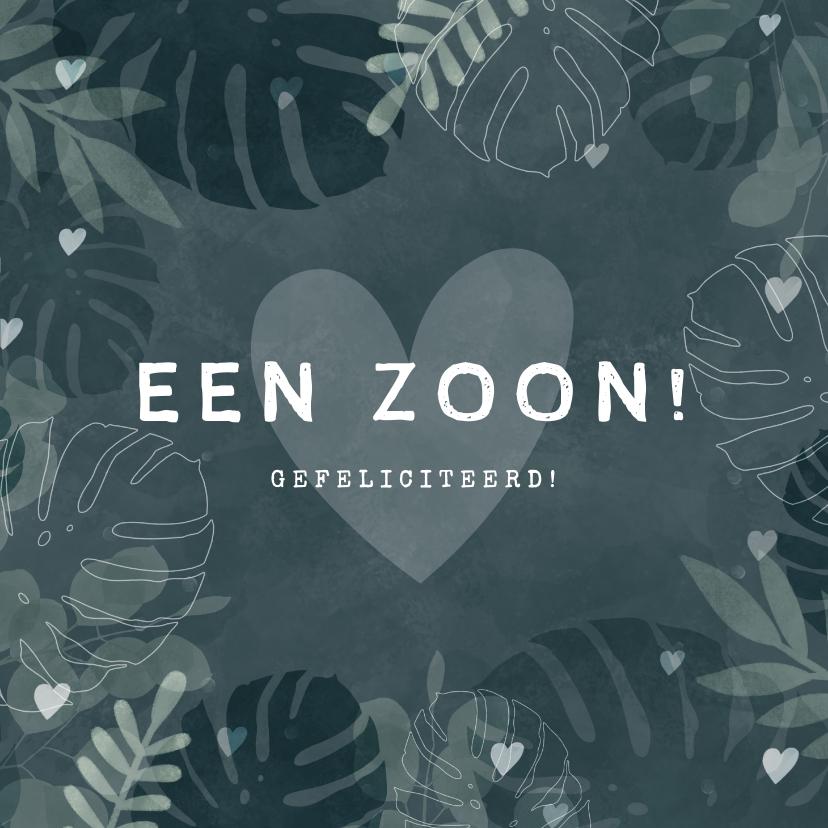 Felicitatiekaarten - Hippe felicitatiekaart jungle voor geboorte van zoon